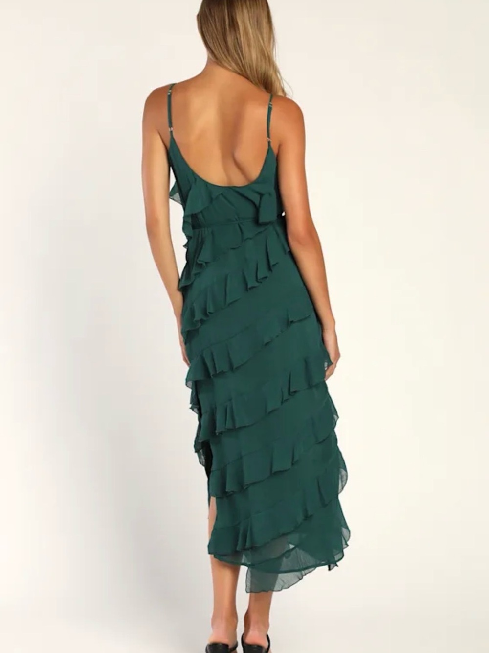 Lulu's Teal Ruffled Maxi Slip Dress - Picture 6 of 6